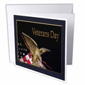 3dRose Beverly Turner Design - Veterans Day, Soaring Eagle with American Flag - Greeting Cards (gc_12181)