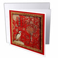 3dRose Beverly Turner Design - Lantern and Crane May you have a Happy and Prosperous New Year in Chinese - Greeting Cards (gc_12349)