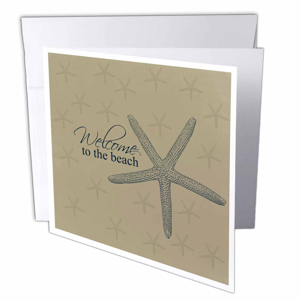 3dRose PS Beach - Welcome to the Beach Starfish - Greeting Cards (gc_123559)