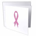 3dRose PS Inspirations - Glitter Pink Ribbon Breast Cancer Awareness - Greeting Cards (gc_123727)