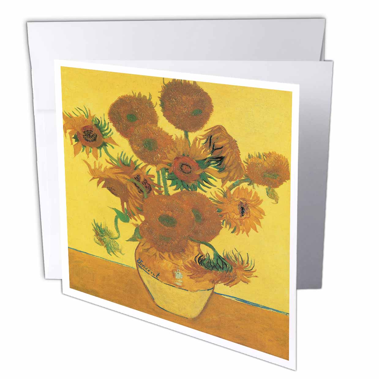 BLN Flower Paintings Fine Art Collection - Vase with Fuifteen Sunflowers by Vincent Van Gogh Impressionist Still Life - Greeting Cards