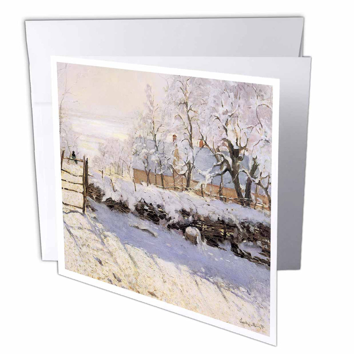 BLN Claude Monet Collection - The Magpie, Snow Effect, Outskirts of Honfleur by Claude Monet, 1869 - Greeting Cards