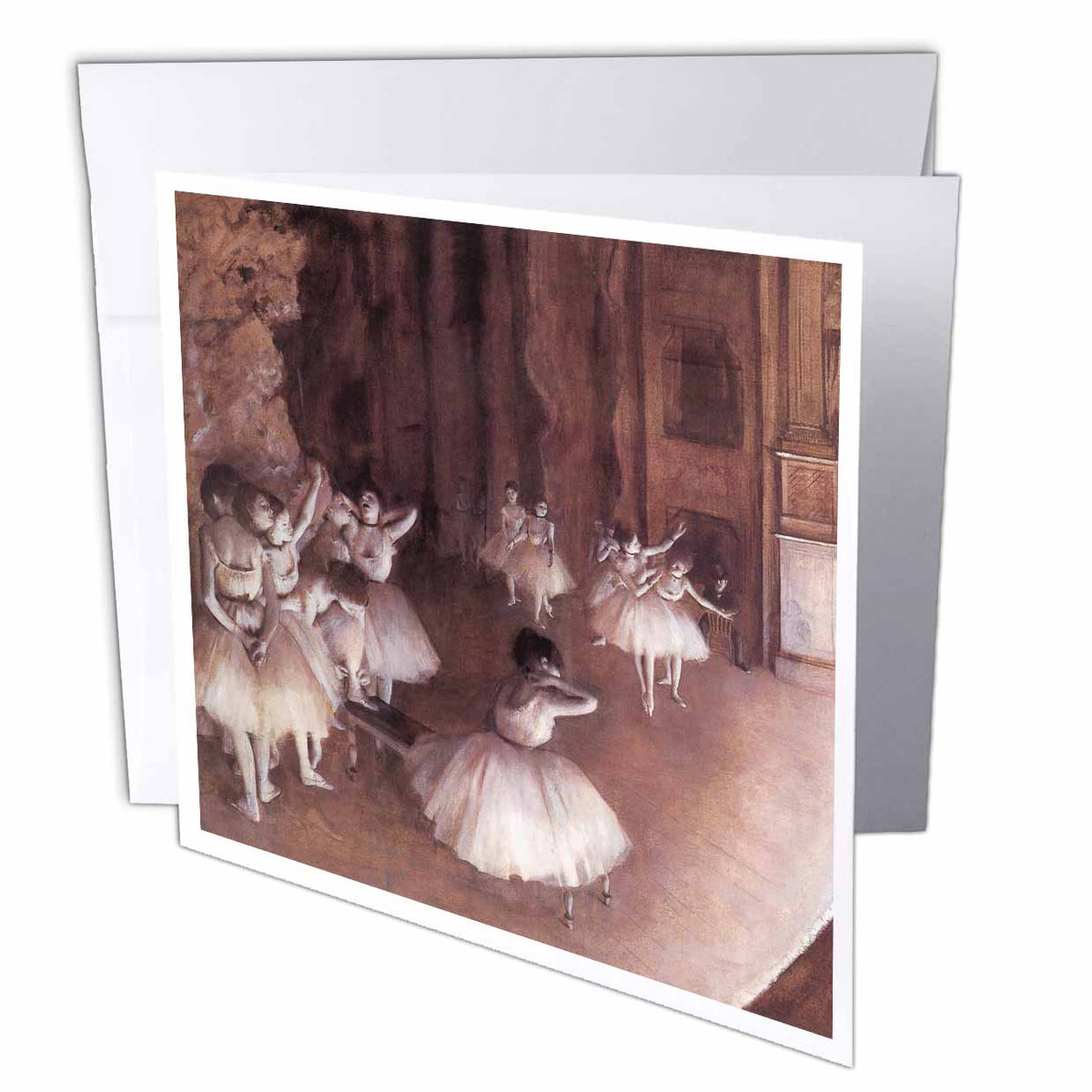 3dRose BLN Edgar Degas Fine Art Collection - Ballet Rehearsal on The Stage by Edgar Degas - Greeting Cards (gc_126968)