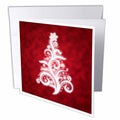 Rewards4life Gifts - Swirly Christmas Tree on red - Greeting Cards