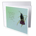 3dRose PS Inspirations - Hummingbird vintage with Rumi quote inspirational art - Greeting Cards (gc_130624)