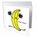 3dRose Sandy Mertens Food Designs - Cartoon of Cheering Banana - Greeting Cards (gc_130772)