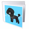 Janna Salak Designs Dogs - Cute Black Poodle Blue Paw Print Background - Greeting Cards