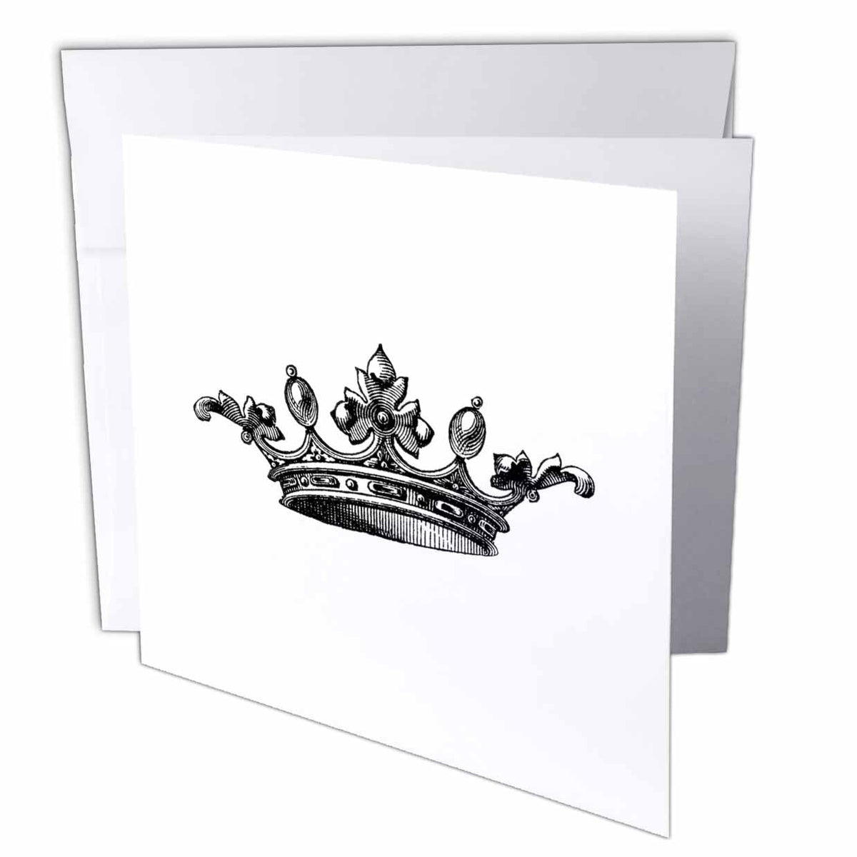 InspirationzStore Vintage Art - Majestic crown black and white drawing - royal tiara-like crown - vintage art - king queen princess - Greeting Cards