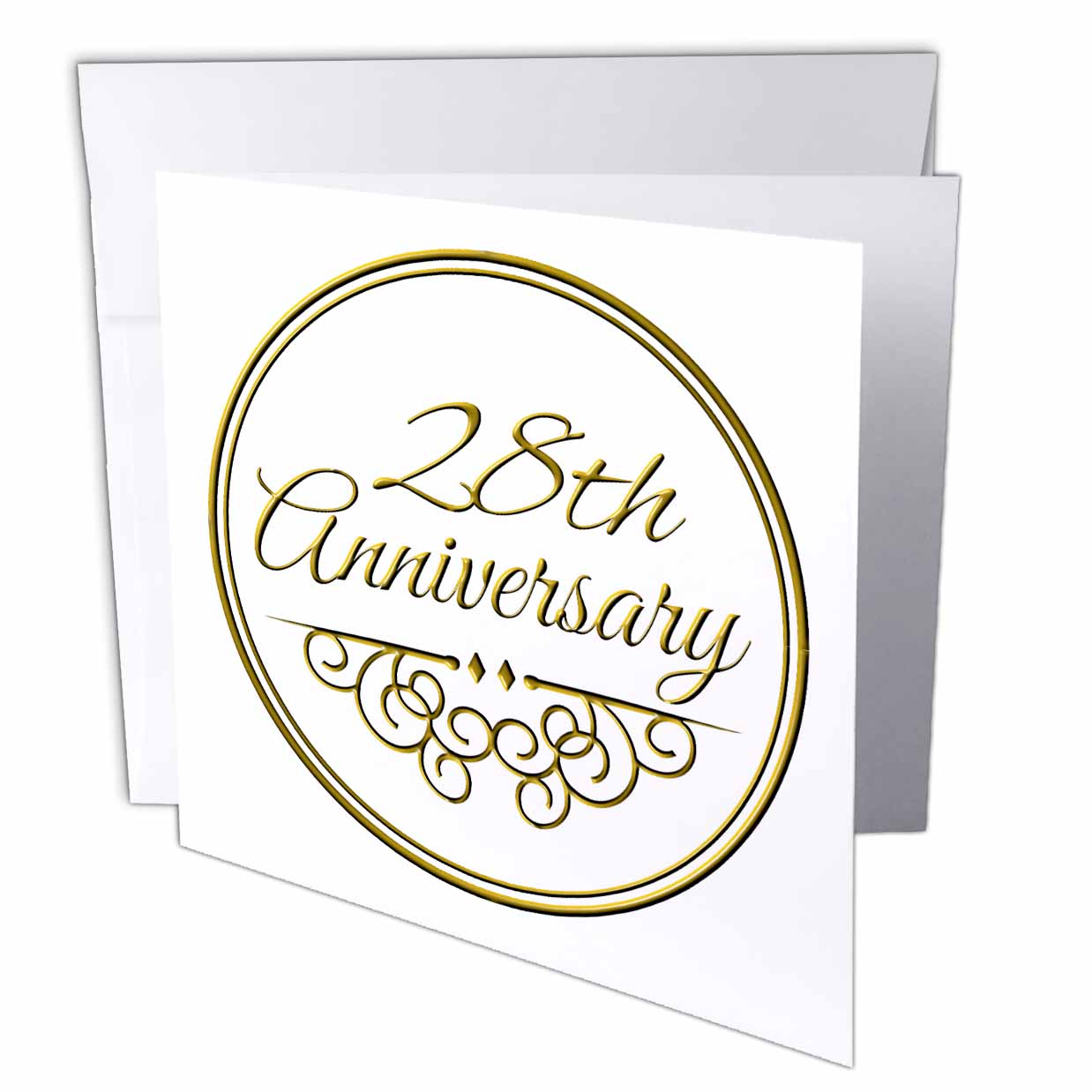 InspirationzStore Occasions - 28th Anniversary gift - gold text for celebrating wedding anniversaries - 28 years married together - Greeting Cards