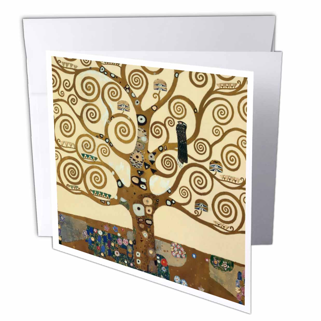 InspirationzStore Vintage Art - The Tree of Life 1909 by Gustav Klimt - stylish swirling branches - brown - fine art deco swirls - Greeting Cards