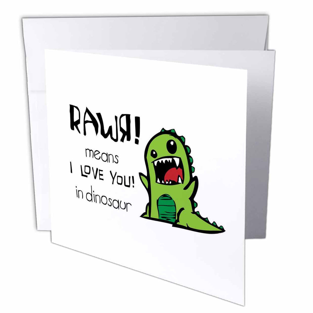 3dRose EvaDane - Funny Quotes - Rawr Means I Love You in Dinosaur - Greeting Cards (gc_157446)