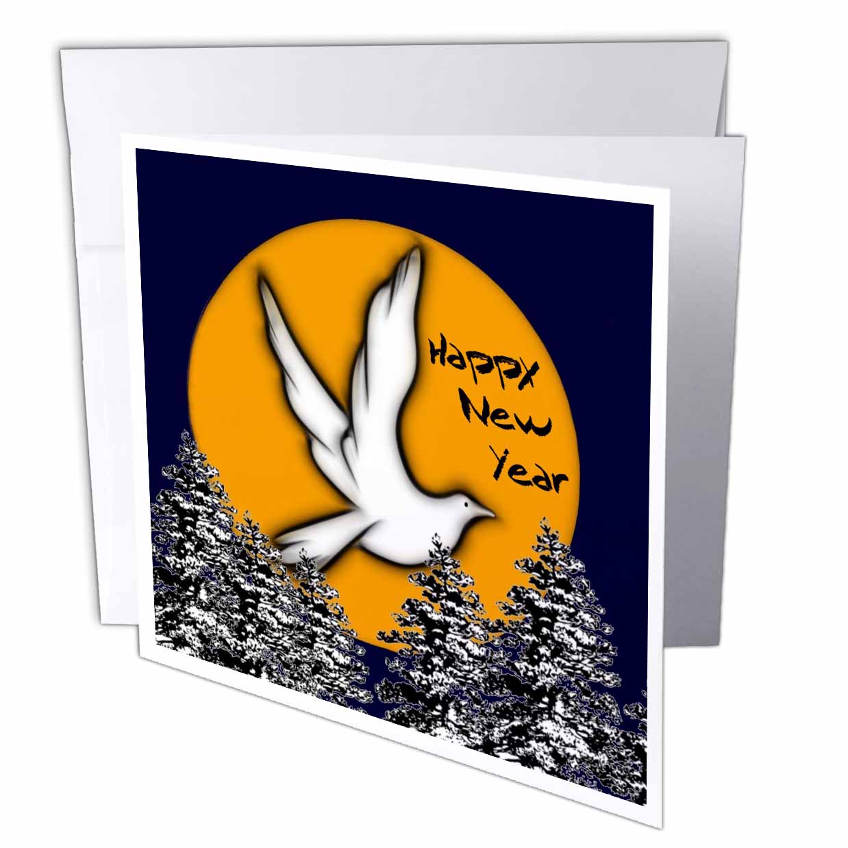SmudgeArt Happy New Year Designs - Dove Moon Trees - Greeting Cards