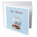 3dRose Beverly Turner Christmas Other Languages - Snow Globe Deer, Tree and Snowflakes, Merry Christmas in German - Greeting Cards (gc_160029)