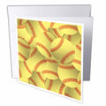 3dRose InspirationzStore Sports - Softball pattern - yellow red stitched balls - Soft ball sport - sporty - sporting game - team jock - Greeting Cards (gc_161324)
