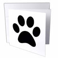 InspirationzStore Pet designs - Black paw print on white - animal pawprint - cute cartoon animal footprint eg dog or cat foot print - Greeting Cards