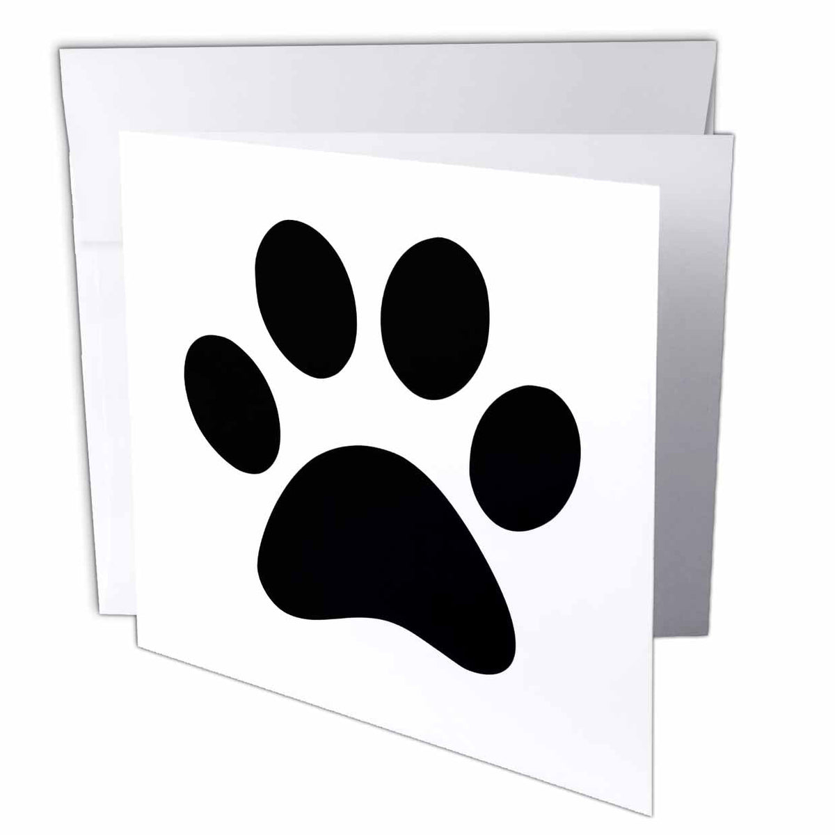 InspirationzStore Pet designs - Black paw print on white - animal pawprint - cute cartoon animal footprint eg dog or cat foot print - Greeting Cards