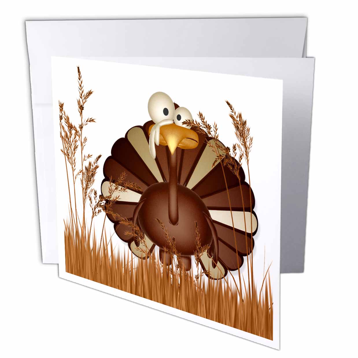 Doreen Erhardt Autumn Collection - Funny Turkey in Tall Fall Grasses for Thanksgiving - Greeting Cards