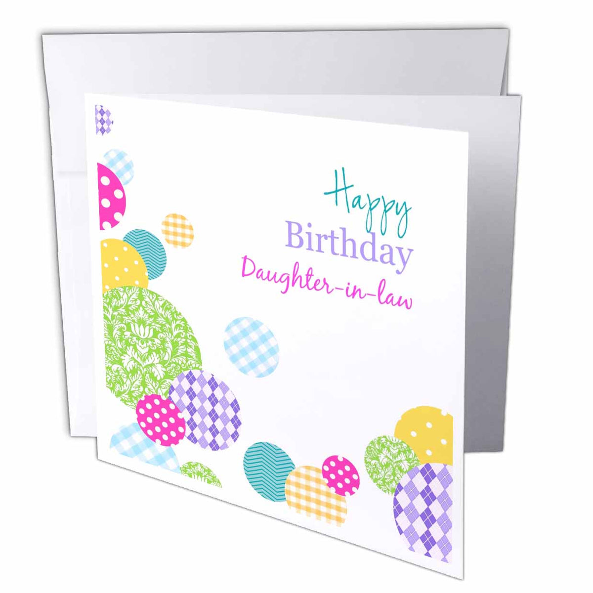InspirationzStore Occasions - Happy Birthday Daughter-in-law - modern colorful dots pattern on white - Greeting Cards