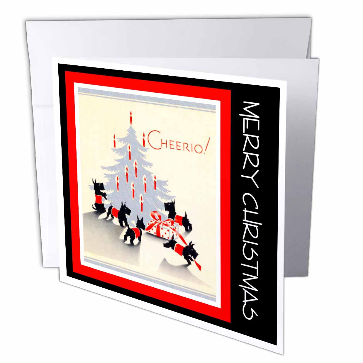 TNMPastPerfect Christmas - Vintage Artwork Scottie Christmas tree - Greeting Cards