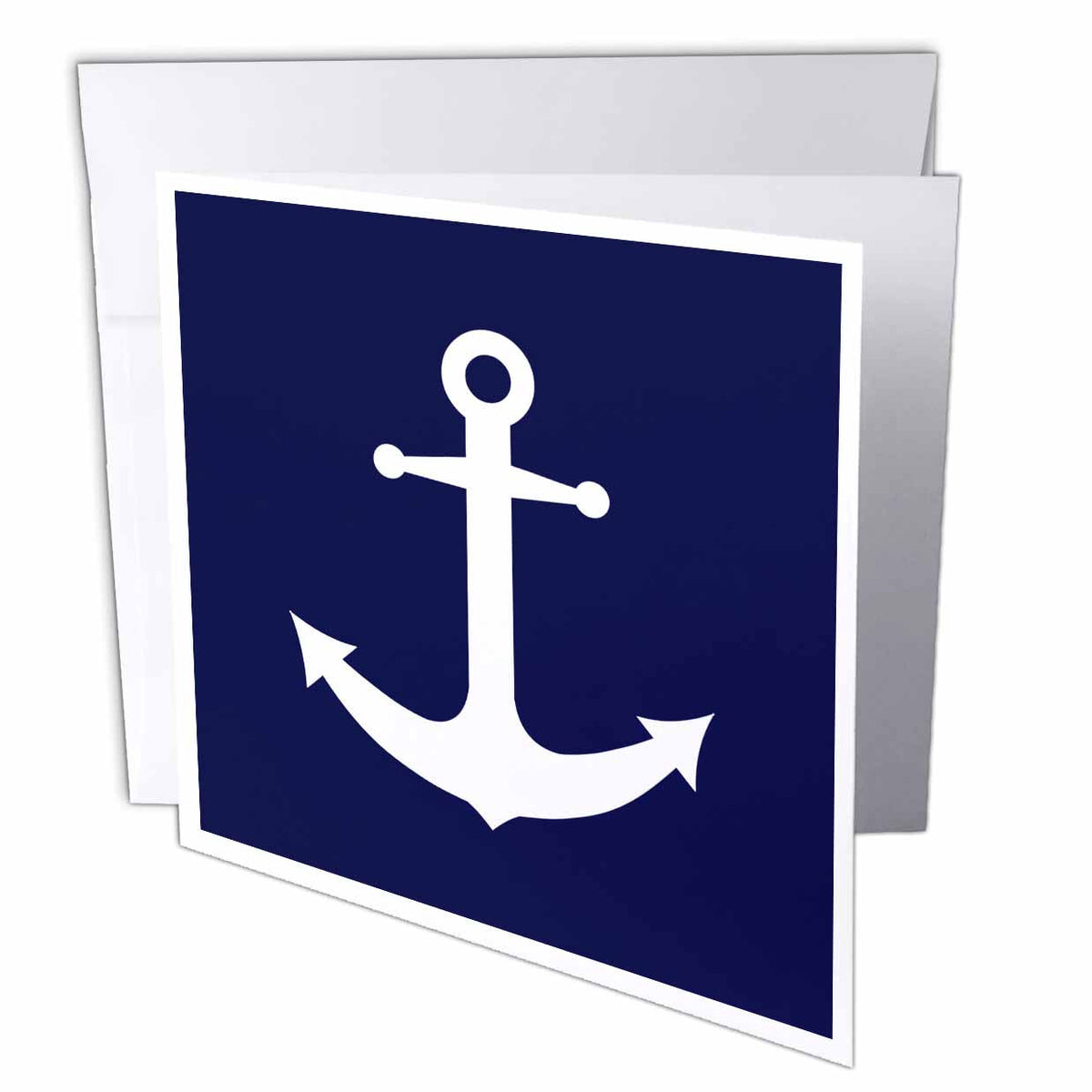 3dRose Janna Salak Designs Nautical - Navy Blue and White Nautical Anchor Design - Greeting Cards (gc_165798)