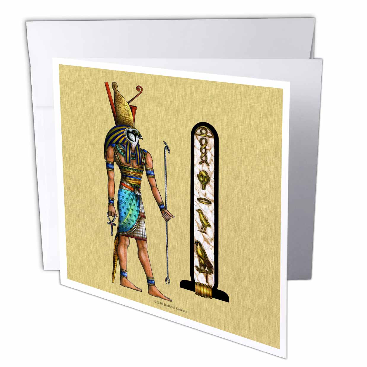 Badhead Gadroon Mythology - Horus Egyptian God Pagan Art - Greeting Cards
