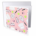 3dRose Janna Salak Designs Sports - Cute Tennis Pattern Pink - Greeting Cards (gc_172135)