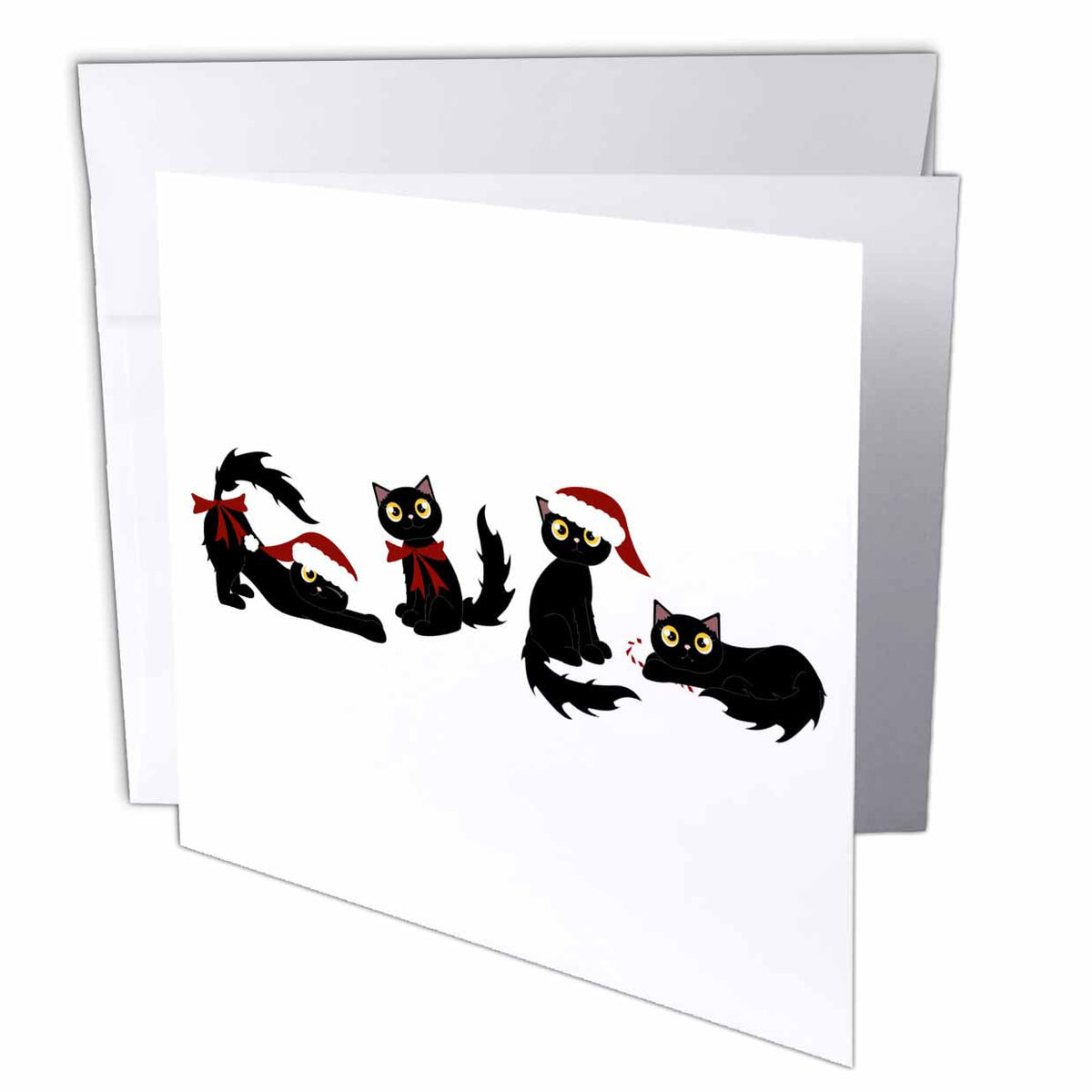 Janna Salak Designs Cats - Cute Christmas Cats Black - Greeting Cards