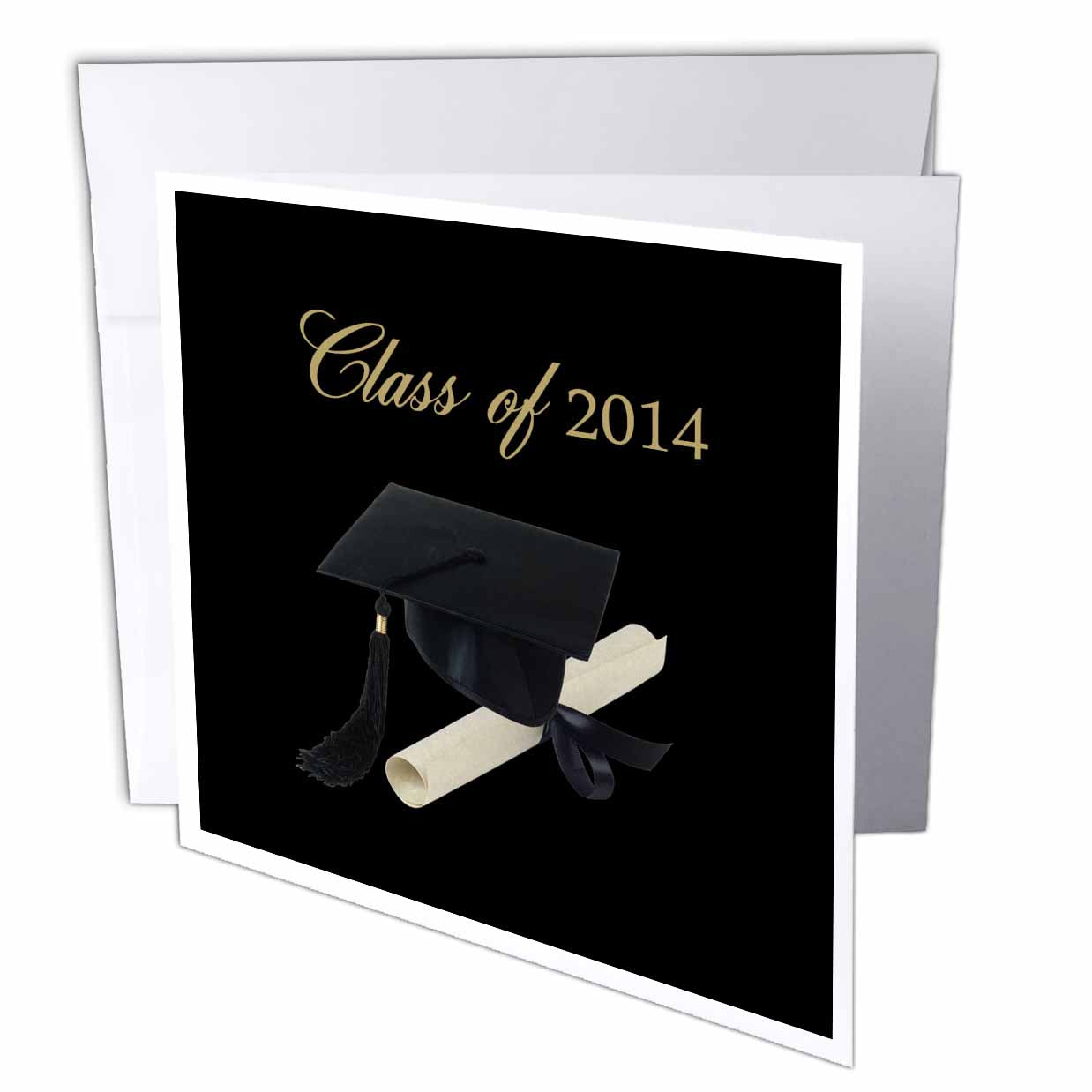 Beverly Turner Graduation Design - Graduation Cap and Diploma on Black, Class of 2014 - Greeting Cards