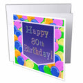 Beverly Turner Birthday Design - Balloons with Purple Banner Happy 80th Birthday - Greeting Cards