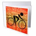 Doreen Erhardt Sports and Hobbies - Bicycle Rider Silhouette Sunset Hues with Adventure Word Art - Greeting Cards