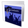 3dRose Doreen Erhardt Graduation Collection - Blue and Black Graduation with Cheering Crowd of Graduates. - Greeting Cards (gc_173225)