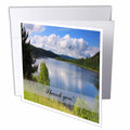 3dRose Beverly Turner Thank you Design - Mountain Lake Landscape with Eagle Flying in the Clouds, Thank you - Greeting Cards (gc_174060)