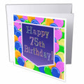 Beverly Turner Birthday Design - Balloons with Purple Banner Happy 75th Birthday - Greeting Cards