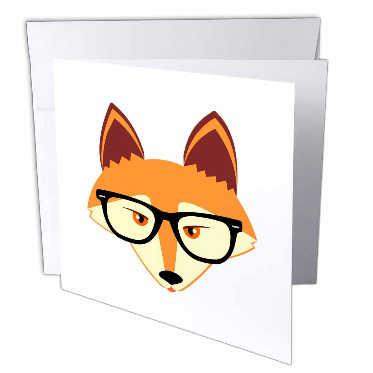 3dRose Janna Salak Designs Woodland Creatures - Cute Hipster Red Fox with Glasses - Greeting Cards (gc_175372)