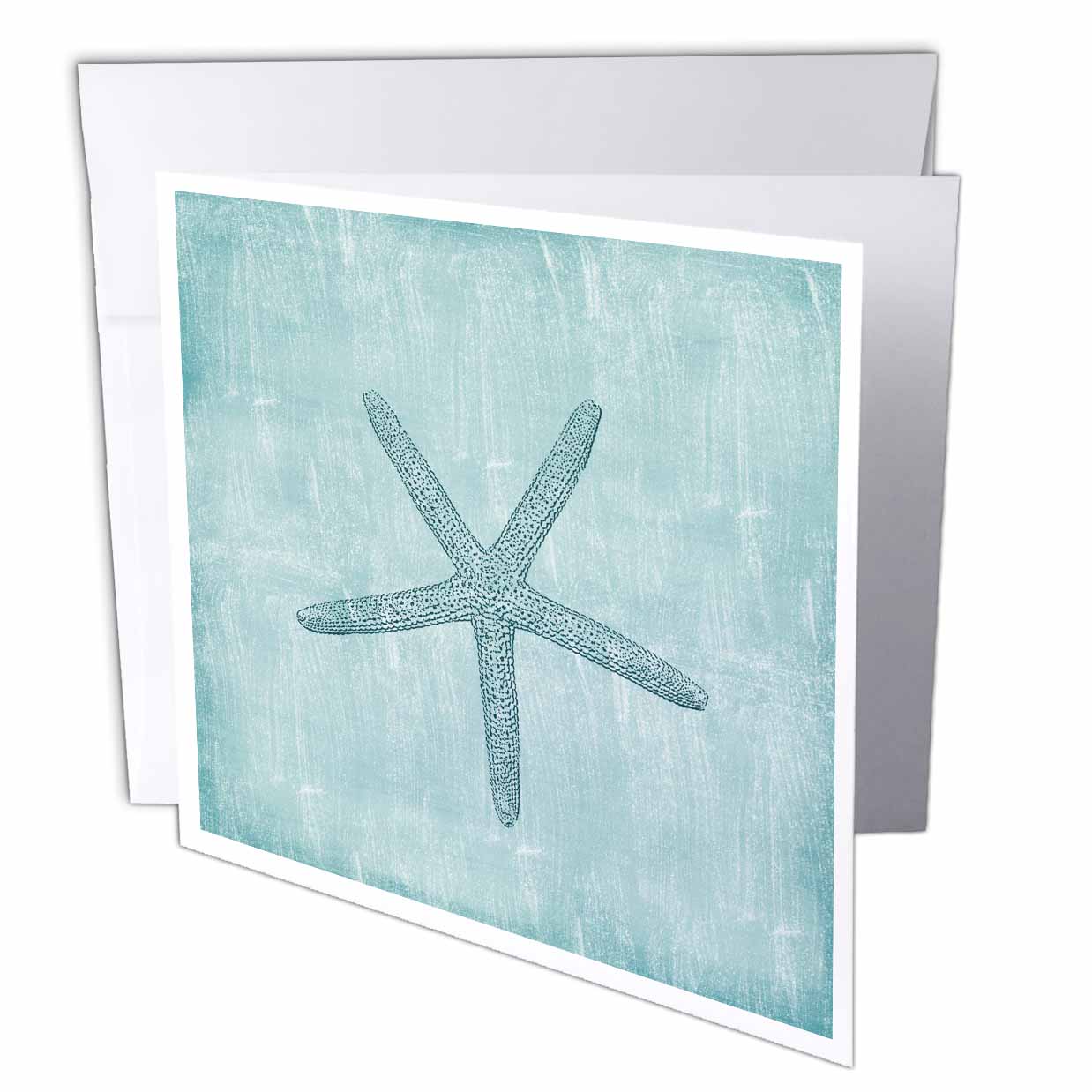 3dRose PS Beach - Aqua Starfish Abstract beach theme - Greeting Cards (gc_178911)