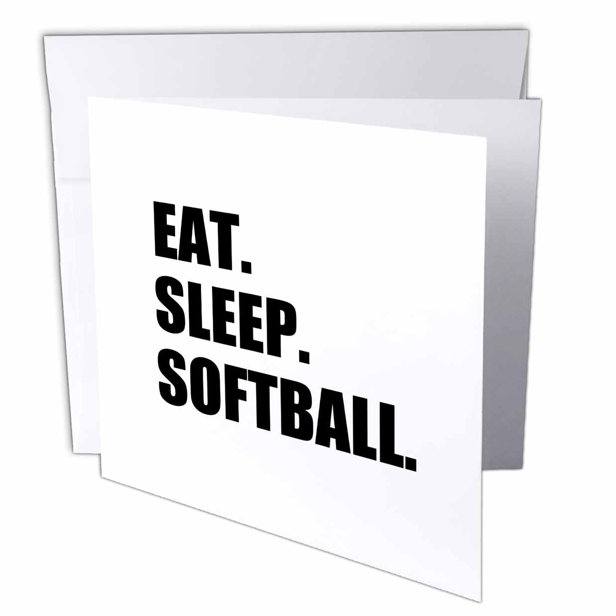 3dRose InspirationzStore Eat Sleep series - Eat Sleep Softball - team sport playing enthusiast play player text - Greeting Cards (gc_180444)