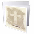 3dRose Beverly Turner Religious Design - Crosses with Open Bible, Sepia - Greeting Cards (gc_180922)