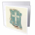 3dRose Beverly Turner Religious Design - Crosses with Open Bible, Pastel Green, Sepia, and Cream - Greeting Cards (gc_180927)