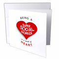 3dRose InspirationzStore Love series - Being a Super Social Worker is a work of Heart - red job appreciation - Greeting Cards (gc_183883)
