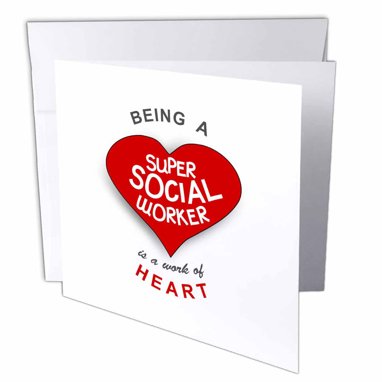 3dRose InspirationzStore Love series - Being a Super Social Worker is a work of Heart - red job appreciation - Greeting Cards (gc_183883)