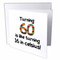 3dRose InspirationzStore Occasions - Turning 60 is like turning 16 in celsius - humorous 60th birthday gift - Greeting Cards (gc_184962)