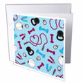 3dRose Janna Salak Designs Occupational Gifts - Fitness Love Personal Trainer Pattern Blue - Greeting Cards (gc_185464)