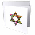 InspirationzStore Judaica - Colorful Floral Star of David. Multicolor flowers Jewish Magen David - Greeting Cards