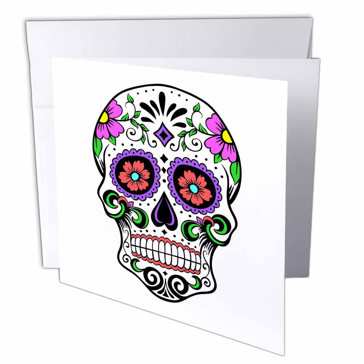 3dRose EvaDane - Signs - Sugar skull, Pink - Greeting Cards (gc_186236)