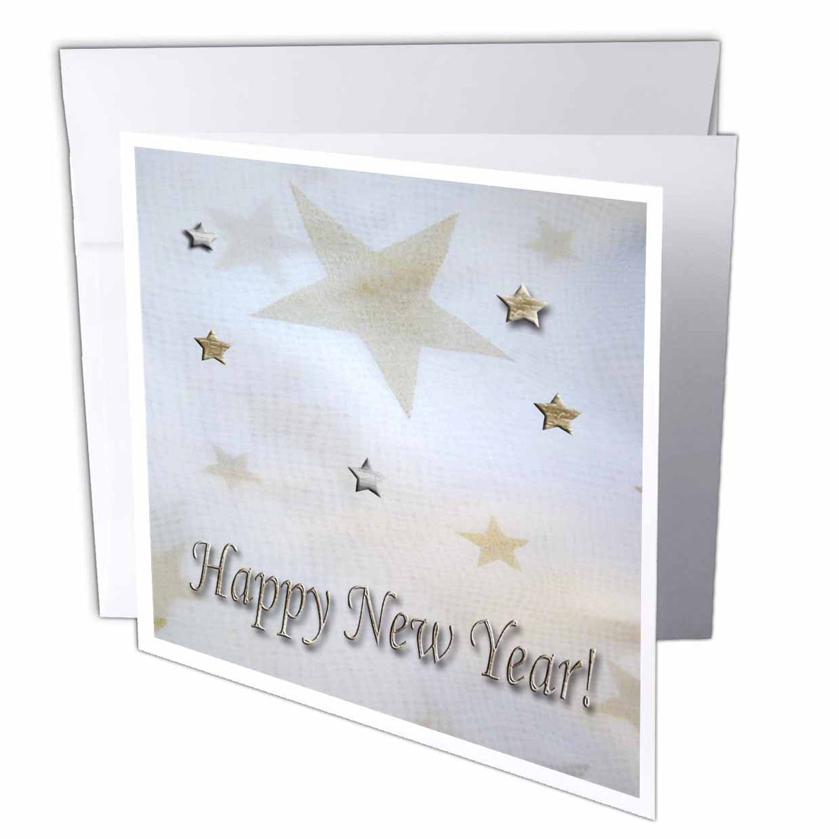3dRose Beverly Turner New Years Design - Gold and Silver Happy New Years - Greeting Cards (gc_18756)