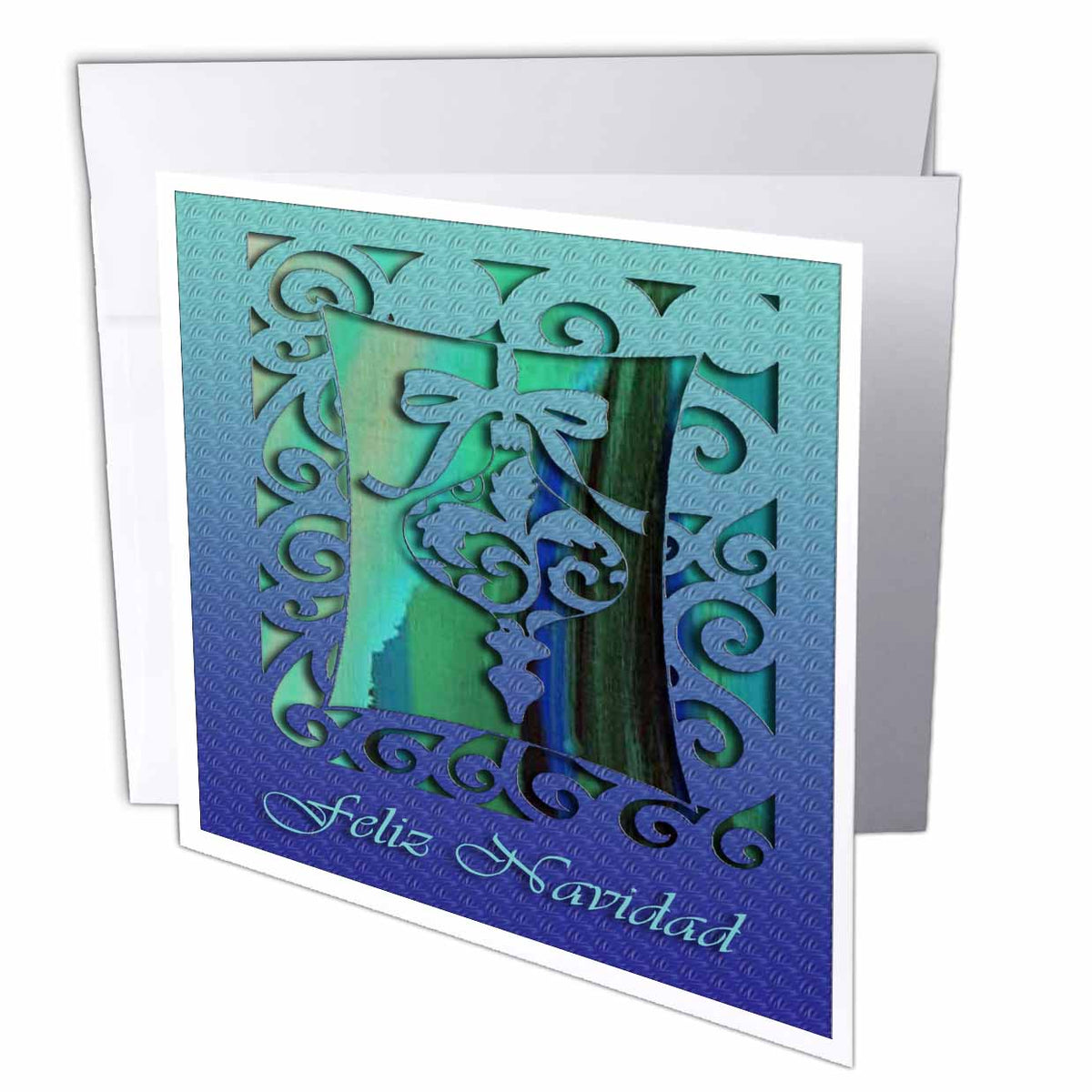 Beverly Turner Christmas Design - Feliz Navidad Merry Christmas in Spanish Blue Ornament - Greeting Cards