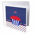 3dRose Beverly Turner Patriotic Design - Patriotic Cupcake with Star Sparkler, Red, White, and Blue - Greeting Cards (gc_192583)