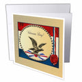 Beverly Turner Veterans Day Design - Veterans Day, Bronze Eagle with Gold Stars and Patriotic Banner - Greeting Cards