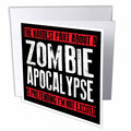 3dRose EvaDane - Funny Quotes - The Hardest Part About a Zombie Apocalypse, Greeting Cards (gc_193279)