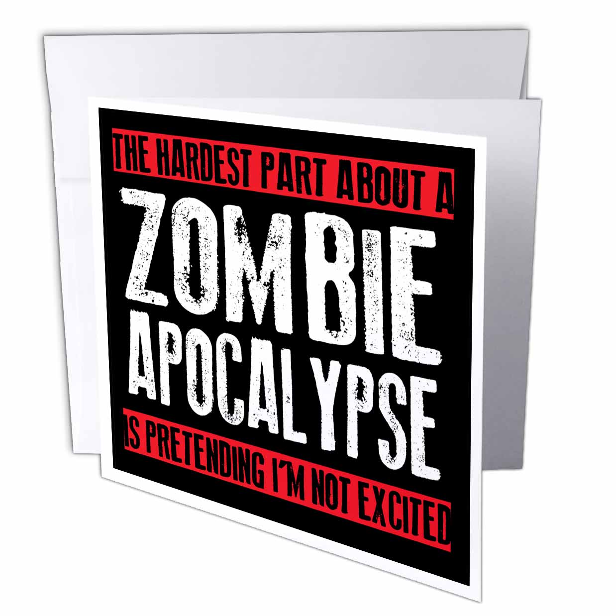 3dRose EvaDane - Funny Quotes - The Hardest Part About a Zombie Apocalypse, Greeting Cards (gc_193279)